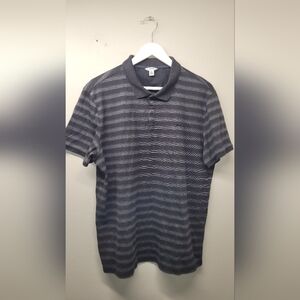 Mens Large Calvin Klein striped grey tone polo cotton